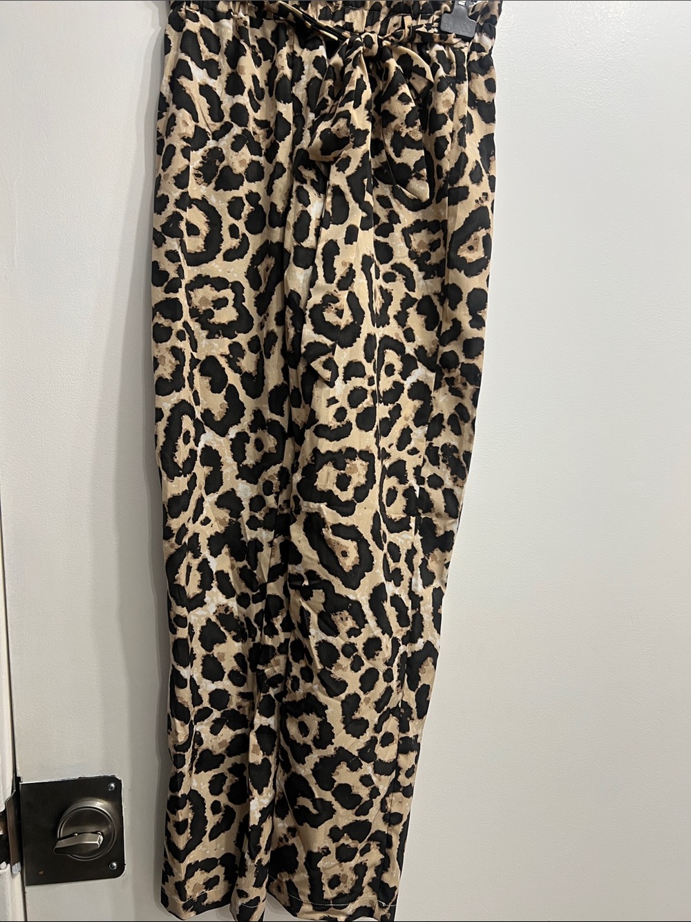 SHEIN Black and Tan Leopard Paperbag Waist Pants